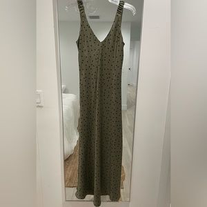 Zara Double V Neck Silk Slip Dress in Polka Dot Print Size Medium